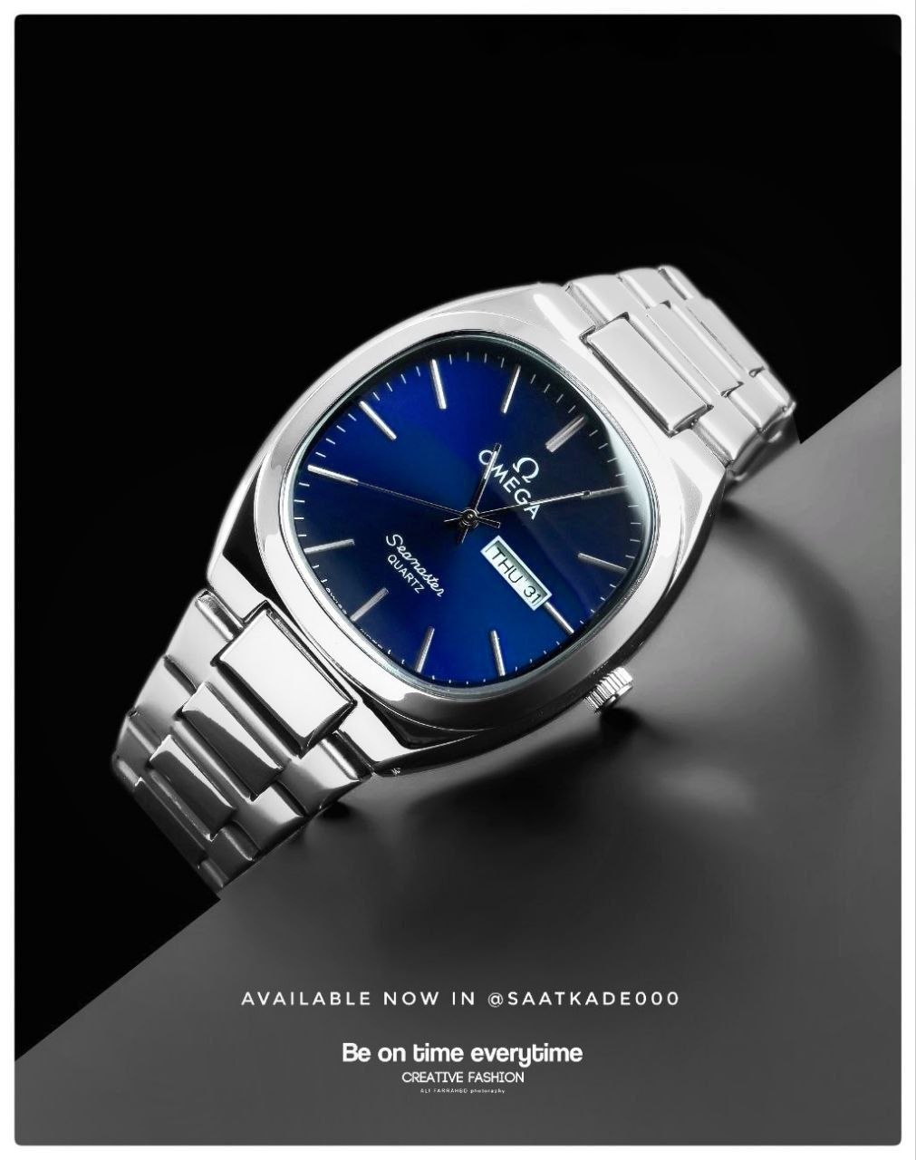 ساعت مچی مردانه برند امگا پیشنهاد_خرید  Omega Sea Master امگا برای آقایان  موتور تایوان درجه‌یک نمایشگر ایام ماه و ایام هفته شیشه کریستال نشکن  قاب پشت و بند استیل رنگ ثابت  قفل استیل فشاری