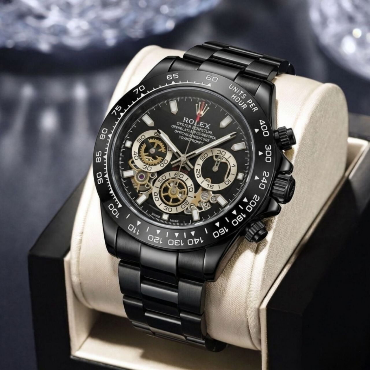 ساعت مچی مردانه ☑️ROLEX  Cosmogrqph Daytona                     🔻مردونه رولکس دیتونا   کرنوگراف  قاب کربنی  قفل رولکسی( دو قفل ) بنداستیل  دارای روزشمار  شيشه تاچیمتر