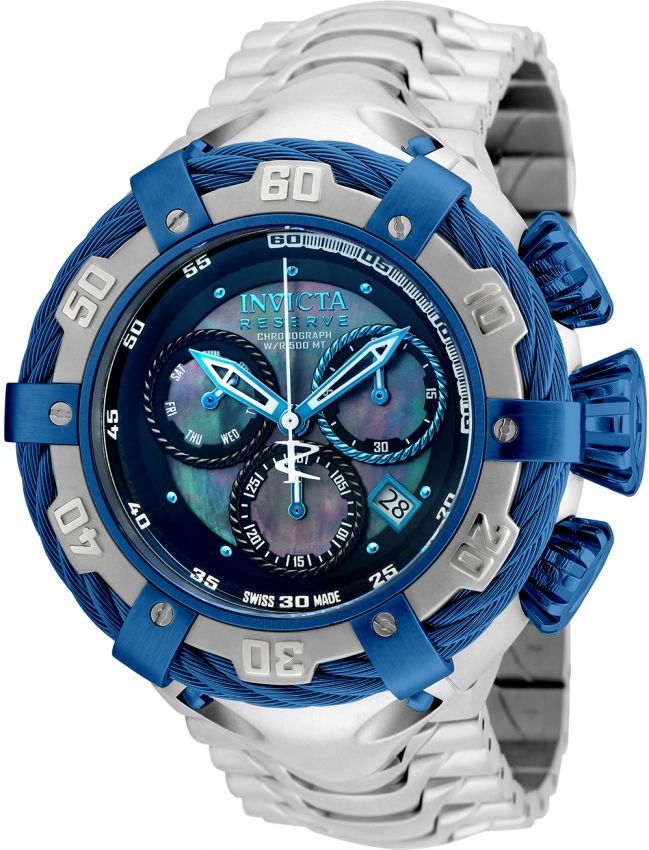 ساعت مچی مردانه INVICTA اصلی BOLT FOR MEN ORIGINAL   ۳ موتور کرنوگراف موتور میوتای ژاپن ضدآب  دارای روزشمار ۲ زمانه قاب و بند فول استیل رنگ ثابت حک برند بر روی دسته موتور حک برند بر روی قاب پشت  قفل استیل  شیشه کریستال ضدخش