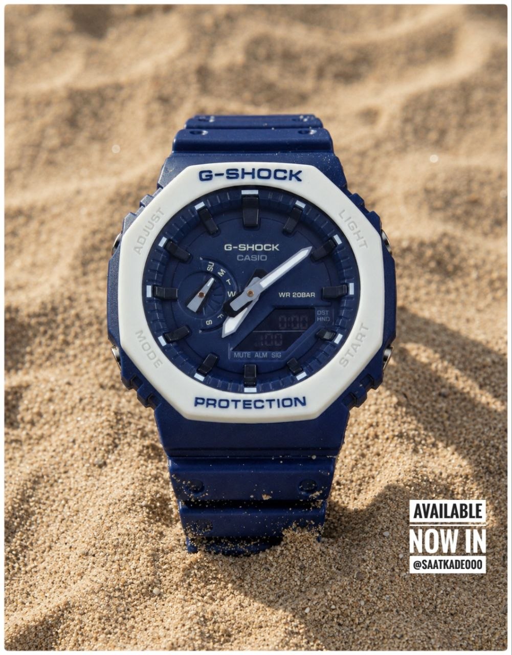 ساعت اسپرت G-shock طرح 2100 واقعا ب جرات میشه گفت هیچی از اورجینالش کم نداره . فوق‌العاده مقاوم و با کیفیت.  G-shock  Model: 2100   موتور ژاپن‌ A++ بند رابر آنتی آلرژی اصلی عقربه شب‌نما شیشه طلقی نشکن  ❌امکانات:  ♦️نمایش ساعت بصورت آنالوگ(عقربه‌ای) و دیجیتال ♦️عقربه نمایشگر ایام هفته تزئینی می‌باشد‌. ♦️قابلیت تنظیم آلارم  ♦️چراغ دیدشب ♦️نمایش کامل تاریخ (سال ماه و هفته) ♦️محاسبه کرنومتر  صفحه ضدخش ضدآب و ضربه و ... .  ❌یک ساعت ایده‌آل برای ورزشکاران سایز اسپرت مناسب خانمها و آقایان