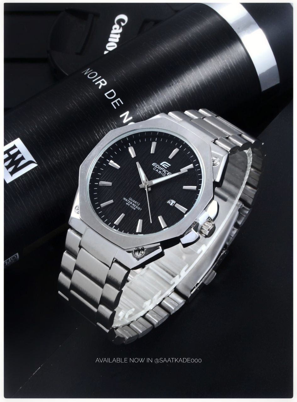 ساعت مچی مردانه Edifice Casio  ساعت بند استیل کاسیو ادیفایس  موتور شرکتی گرید A++ نمایشگر ایام ماه  شیشه کریستال نشکن  قاب پشت و بند استیل رنگ ثابت  قفل استیل فشاری