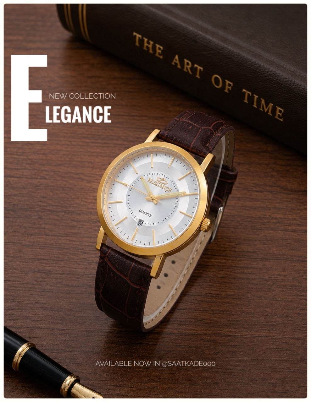 ساعت مچی مردانه ELEGANCE For Men تعداد محدود   ساعت بند چرم کلاسیک از برند  "الگانس" مناسب استایلهای روزانه آقایان   موتور شرکتی درجه یک نمایشگر ایام ماه  قاب پشت استیل  بند چرم صنعتی قفل استیل کمربندی