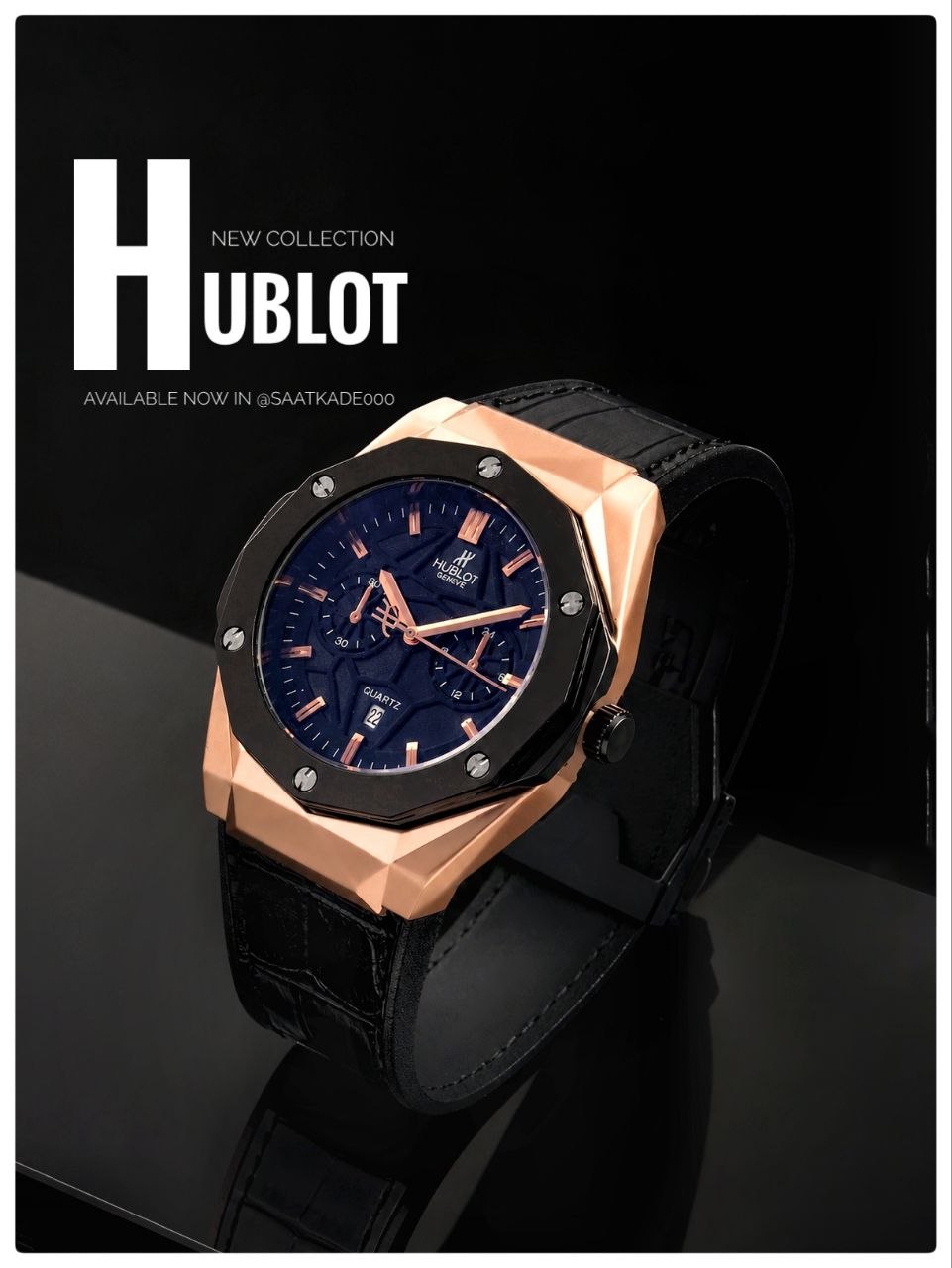 ساعت مچی مردانه New collection  Hublot BigBang  ساعت هابلوت طرح هندسی برای آقایان  موتور شرکتی درجه یک دارای روزشمار بند رابر رویه چرمی آنتی آلرژی بسیار مقاوم  قاب فلزی طرح هندسی قاب پشت استیل قفل استیل کلیپسی هابلوت