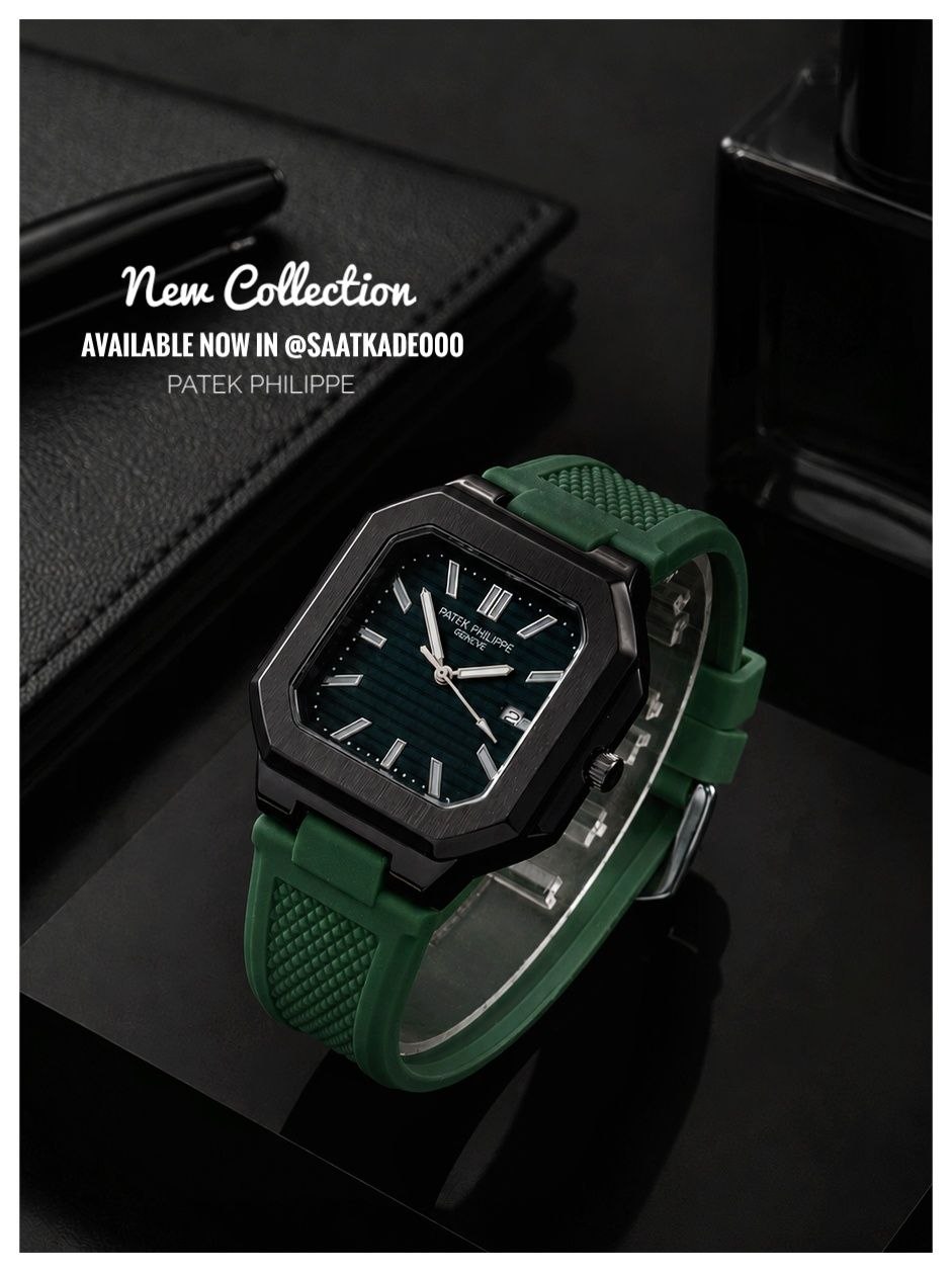 ساعت مچی مردانه Patek Philippe    سایز اسپرت مناسب برای آقایان  موتور شرکتی با‌کیفیت دارای روزشمار شیشه کریستال بند Pu  قفل سگکی