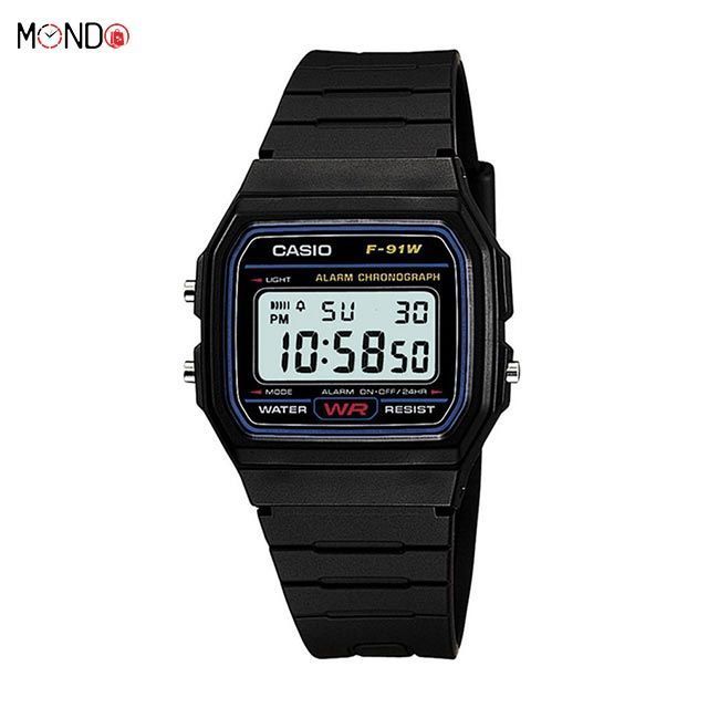 ⌚ساعت کاسیو نوستالژی Casio F91 طول عمر باتری تا چندسال (باتری CR2016) نمایش تاریخ، ماه، روز هفته و حالت شب و روز ضد آب   دارای تقویم خودکار دارای نور صفحه دارای آلارم (هشدار) بدنه و شیشه از جنس رزین مقاوم