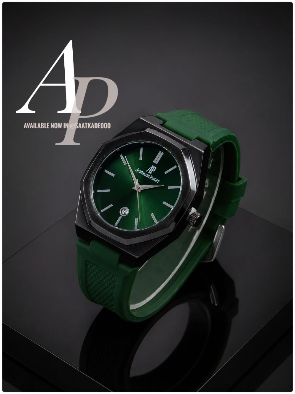 ساعت مچی مردانه AP Audmars Piguet   یک "ساعت ماندگار" برای آقایان مناسب استایلهای روزانه  موتور شرکتی درجه یک شیشه کریستال دارای روزشمار قاب پشت استیل  بند Pو بسیار مقاوم قفل سگکی ضدآب 3Atm