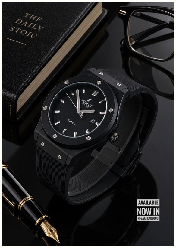 ساعت مچی مردانه ❌New collection Hublot BigBang ساعت هابلوت مشکی طرح بیگبنگ برای آقایان موتور شرکتی درجه یک دارای روزشمار بند رابر آنتی آلرژی بسیار مقاوم قاب فلزی مات قاب پشت استیل قفل استیل کلیپسی هابلوت